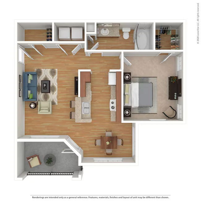 1 Bed 1 Bath 937 SqFt (834 Net) 1125 floor plan